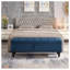 Banc de lit 59 po en lin et coton bleu avec compartiment de rangement et rembourrage en mousse