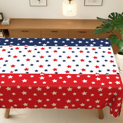 Independence Day Dagostino - American Flag Star Patterned Tablecloth, Patriotic Red, White, Blue Round/Rectangular Tablecloth, Suitable For Parties On July 4th, Indoor/Outdoor Home Decor, Independence Day Star Patterned Decoration, Edge Embossing