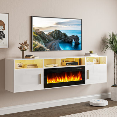 Floating 80" TV Stand with 36" Electric Fireplace