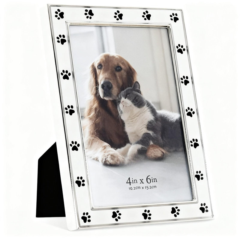 Cadre photo, motif d'empreintes de pattes, Blanc