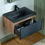 Meuble-lavabo mural flottant de 30 po avec plateau en pierre frittée noire de qualité supérieure WOODBRIDGE-123259341