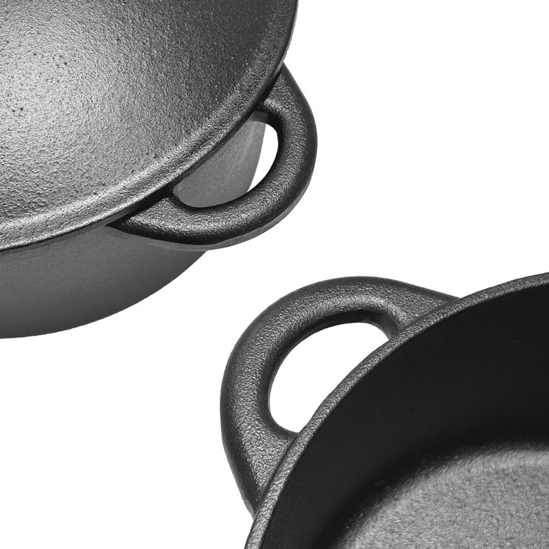 Cuisiland Pre-seasoned Cast Iron 5 Quart Dutch Oven With Dual Handles For Baking Bread, Soup, Frying - Indoor/outdoor Kitchen, Camping, Fire And Bbq Safe