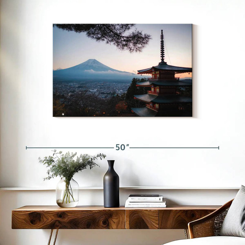 Pagode Adella surplombant le mont Fuji, H 24 po x l 36 po