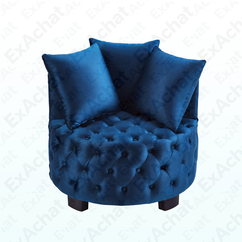 Fauteuil de loisir contemporain rembourré capitonné, bleu marine, Marine
