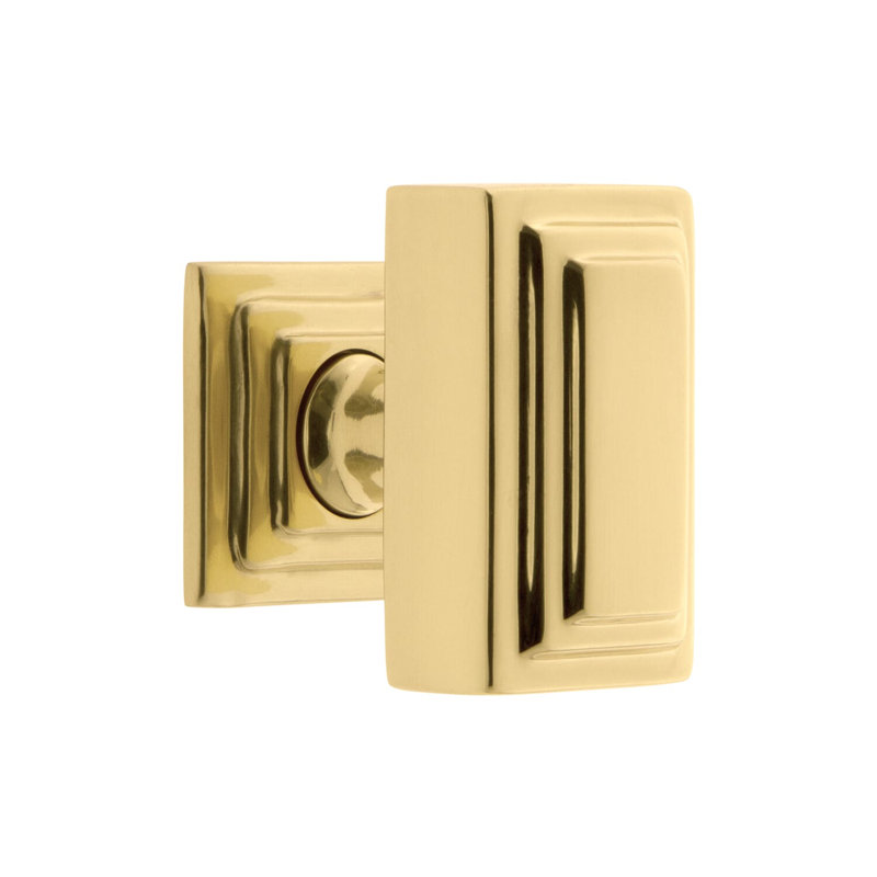 Carré Rectangular Knob, Polished Brass