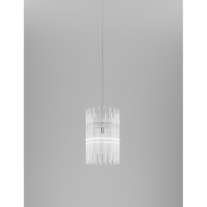Diadema Suspension Bm Crystal Matt Bronze 2 E26 Ul, 3000 Kelvins, 93" H x 12" W x 12" D, Glossy Chrome