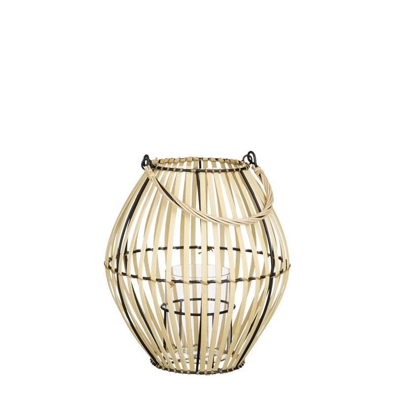 Bamboo Lantern, 27cm H x 25cm W x 25cm D