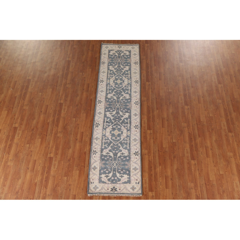 Tapis de couloir bleu 3 pi Oushak