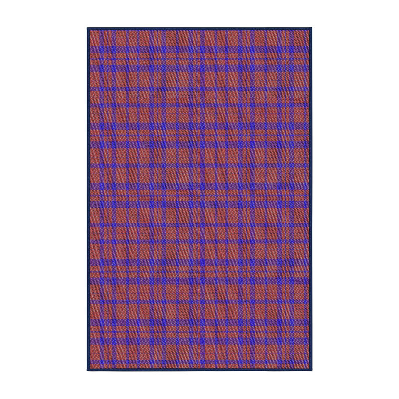 Tapis mauve en laine et polyester tissé à la machine Plaid, Rectangle 5 pi x 7 pi