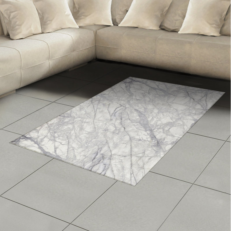 Tapis décoratif à longues fibres en polyester à haute densité de marbre, Rectangle 2 pi 7 po x 5 pi