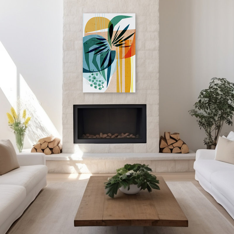 Été tropiques - Abstrait floral et nature morte, art tropical, H 48 po x l 32 po