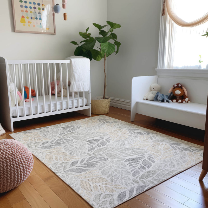 Premium Machine Washable Cerrito AMF198 Fog 1'8" x 2'6" Rug, Rectangle 3' x 5'