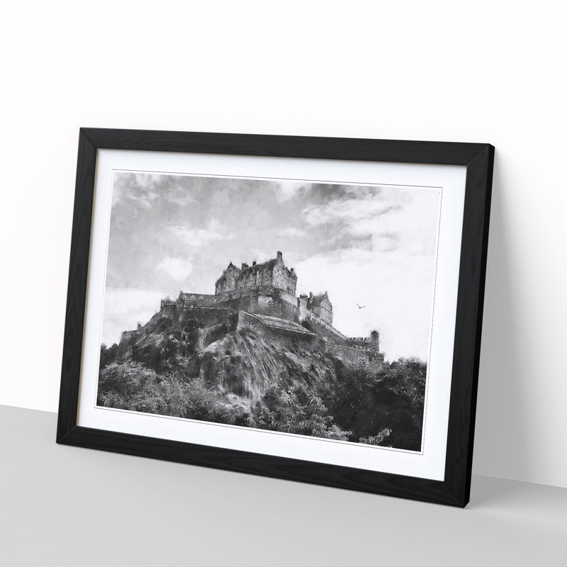 Edinburgh Castle in Scotland - Picture Frame Graphic Art Print on MDF, Black Framed, 62cm H x 87cm W x 2cm D