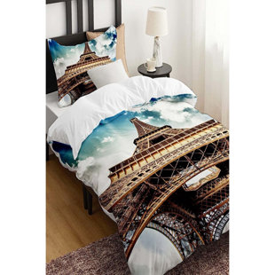 Etgdecor Paris In Love Duvet Cover Set – Printed Bedspread & Pillowcase