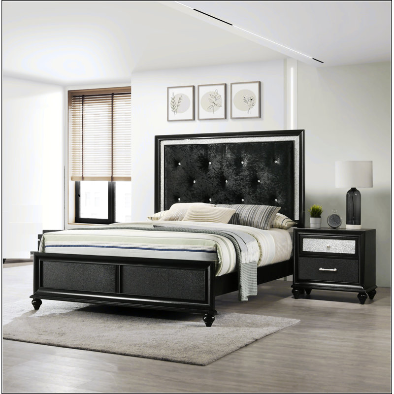 Table de chevet de rangement de style moderne à finition argent noir