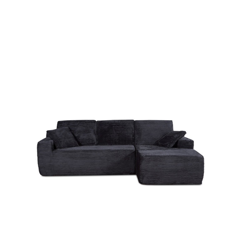Velours côtelé de 104 po en forme de L pour la famille et les appartements, tissus doux, flexibilité modulaire, canapé Cloud confortable avec configuration à profil bas, style