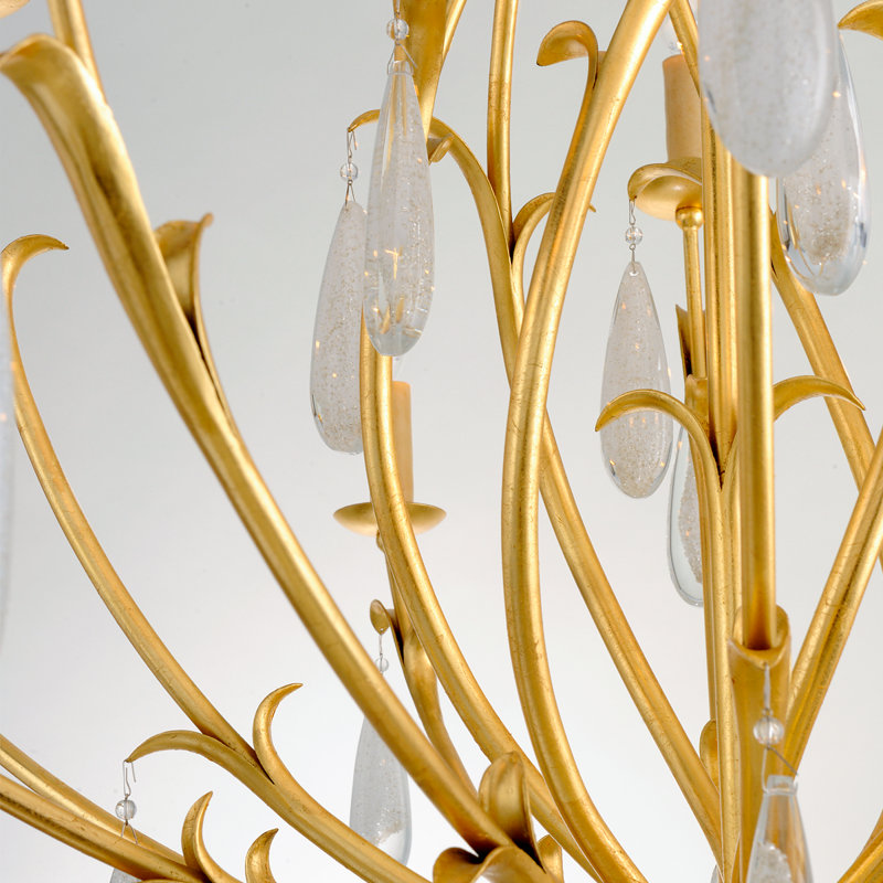 Prosecco Gold Leaf 30'' Crystal 6-Light Chandelier