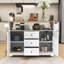 Kitchen Cart with Dual Drop Leaf, Rolling Design, Power Outlet and Ample Storage on 5 Wheels-563098241