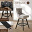 Swivel Counter Bar Stool Set with Wood Frame,Grey-819482163