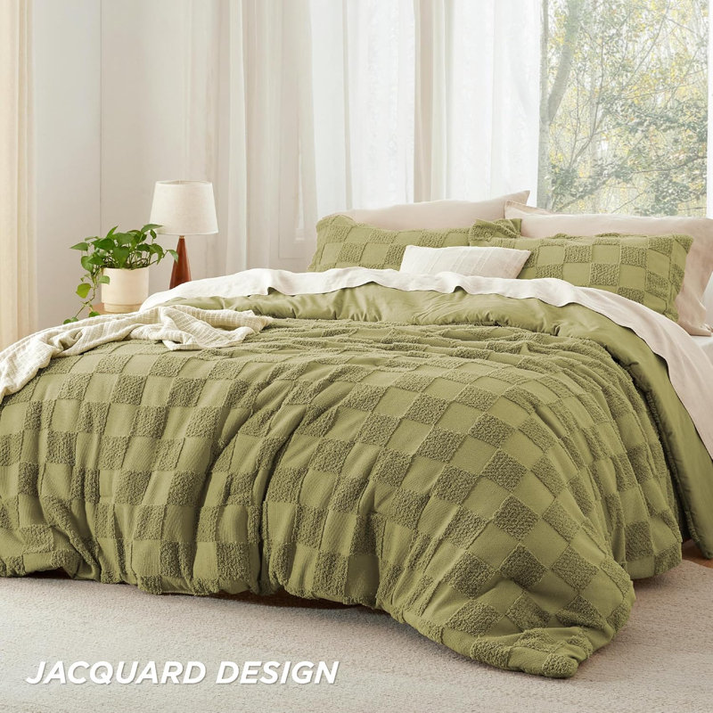 King Size Comforter Set-3 Pieces, Olive Green