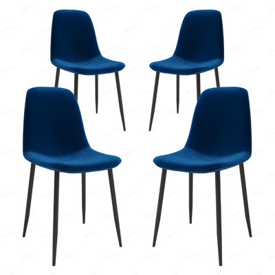 Kaydnce Upholstered Side Chair, Scoop-Back Curved Backrest, Foam Padded Seat w/Slim Legs