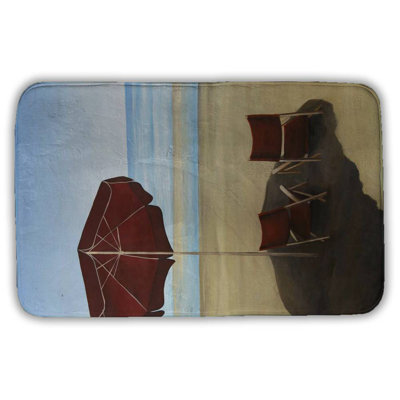 Relax at the beach Bath Mat with Non-Slip Backing - Quick Dry Memory Foam Bathroom Rug - Absorbent - Modern Plush Spa-Style - Machine Washable