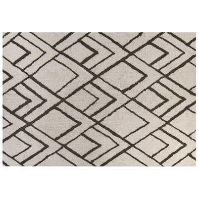 Pafford Rectangle 160 cm x 230 cm Geometric Hand Woven Shaggy Area Rug