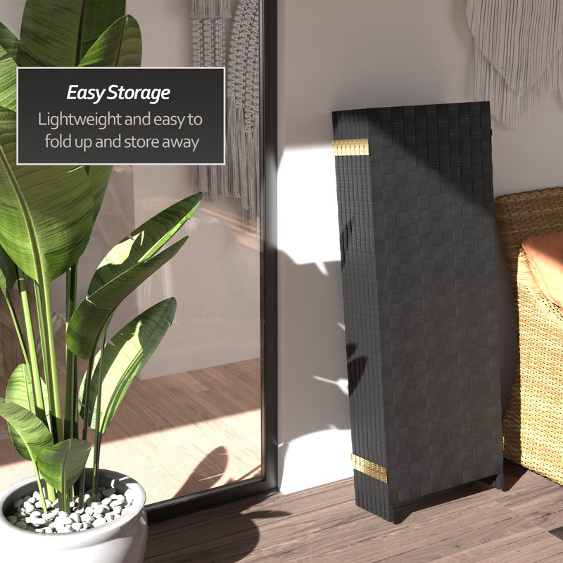Outdoor Folding Screen, 8, 47" H, Black