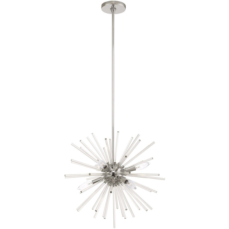 Lustre linéaire moderne à 6 lumières Heyley, Chrome poli