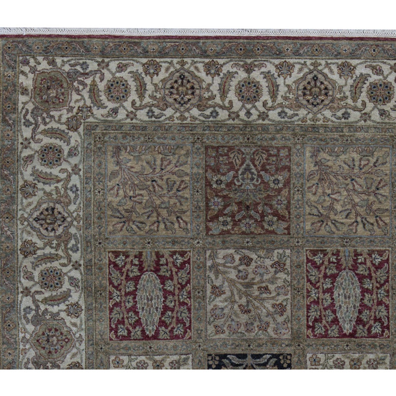 Wool Oriental Area Rug in Brown/Ivory/Burgundy