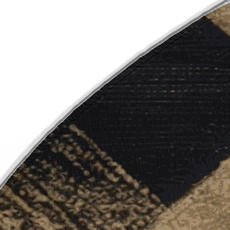 Tapis intérieur / extérieur noir à carreaux, Rond 5 pi