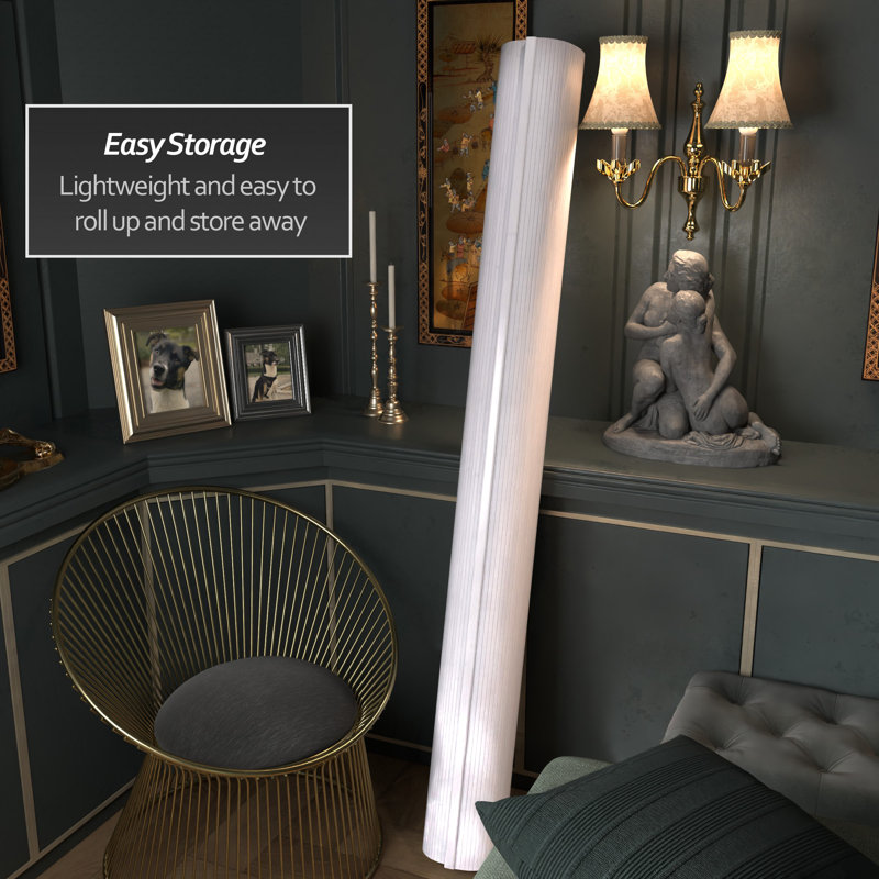 Siena Rolling Bamboo Room Divider, White, 6 ft. Tall