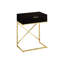 Table d'appoint de salon polyvalente - plateau en stratifié brun, fabrication contemporaine en métal doré avec finition de chambre à coucher de rangement, moderne