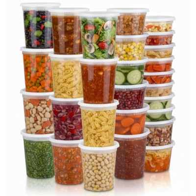 Ensemble de 44 contenants en plastique 8/16/32 oz