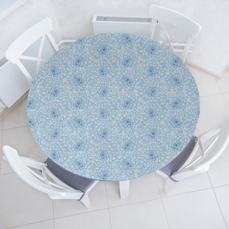 Bungalow Rose Blue Fitted Round Tablecloth Blue, 47.24" Round