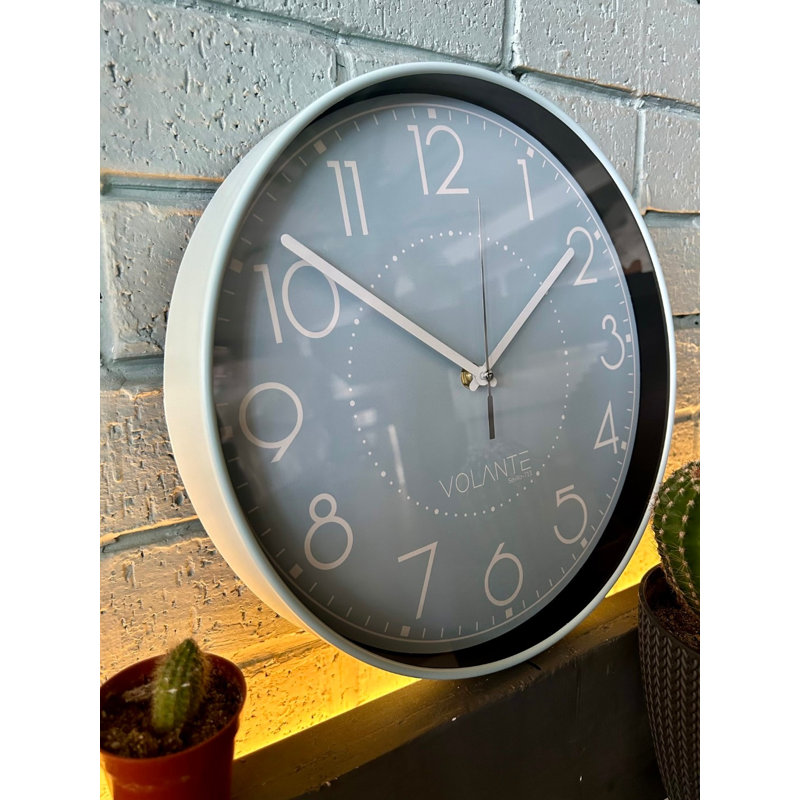Stylish Decorative Wall Clock, Blue & White, 11.8 x 11.8 x 1.8 inches | 100% Durable Plastic with Real Glass Cover | Perfect for Home Decor, Living Room, Office & Kitchen, Classic Design & Easy to Read