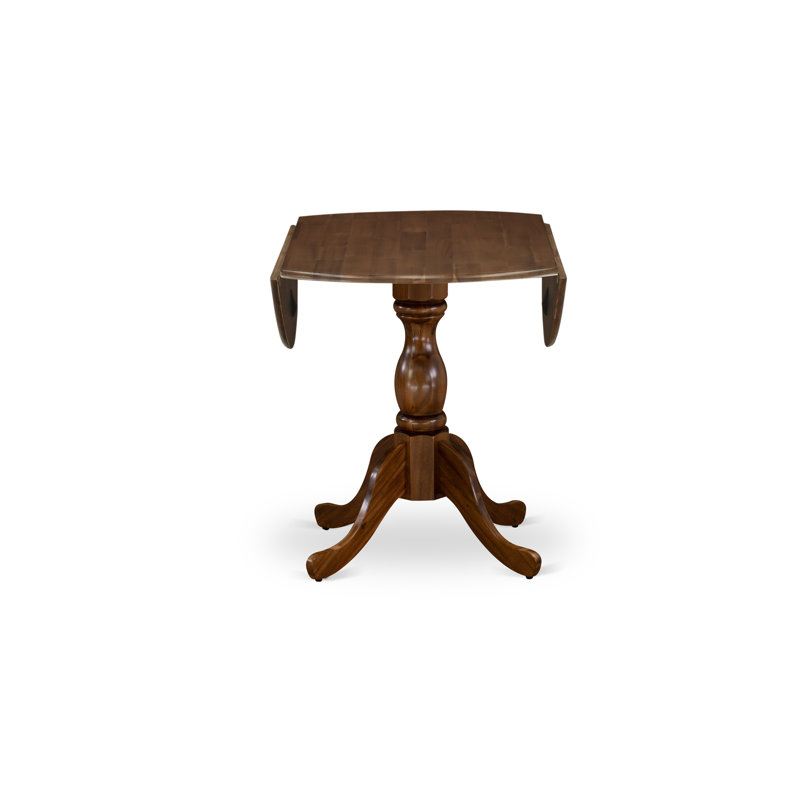 Ensemble de coin repas 3 pièces pour petits espaces comprenant une table de salle à manger ronde avec Dropleaf et 2 chaises rembourrées en tissu de lin brun clair, noyer antique