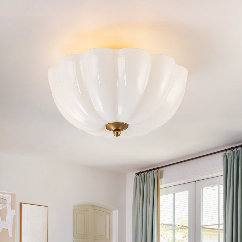 Plafonnier semi-encastré 3 lumières en verre, Blanc
