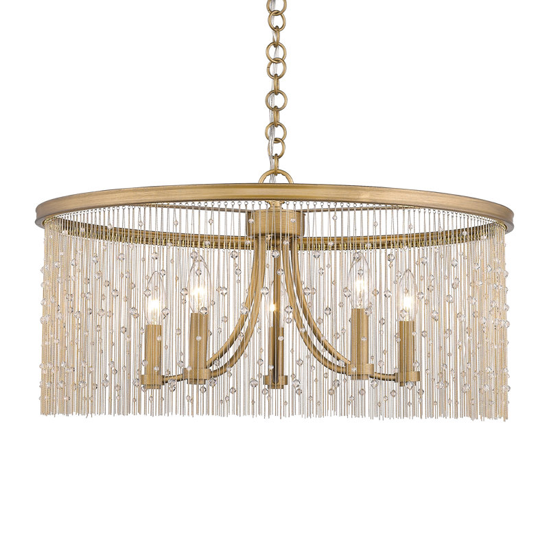 Latrell 5 - Light Dimmable Drum Chandelier, Crystal Beads