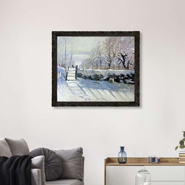 Overstock Art The Magpie Framed On Canvas by Claude Monet Painting ...