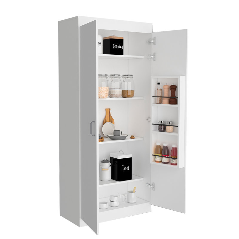 Garde-manger Varese, double porte, cinq tablettes - blanc