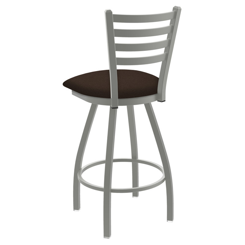 Tabouret de bar pivotant de 36" Evers, Nickel anodisé, Vinyle - café règne, Extra Tall (36” Seat Height)