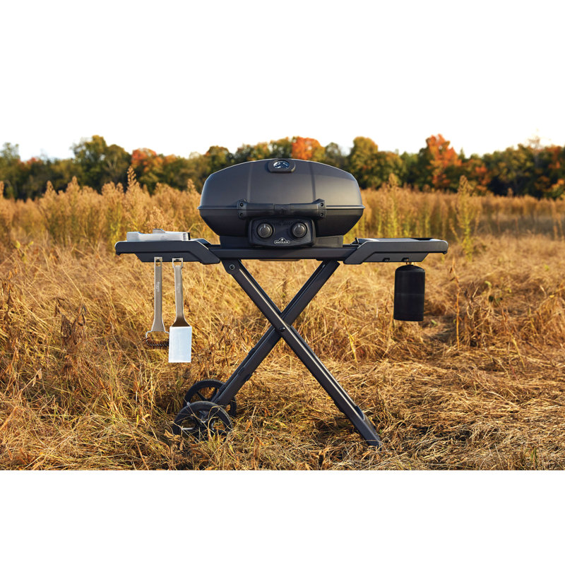 Barbecue à gaz portatif PHANTOM TravelQ® PRO 285 avec chariot à ciseaux, noir mat