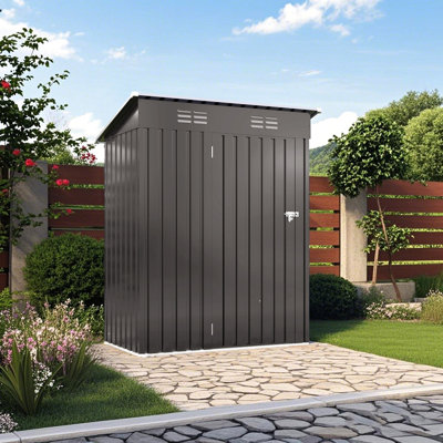 Abri de jardin en métal gris de 1,5 x 0,9 m (5 x 3 pi) pour coins de balcon - Acier galvanisé de qualité, usage multiple, montage rapide, structure résistante au vent, fermeture sécurisée