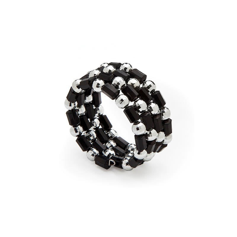 Rond de serviette élégant à perles, Noir