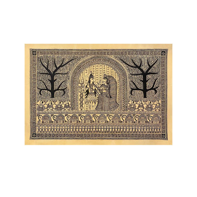 Kalyanasundaram - Lord Shiva And Parvati | Acrylic On Handmade Paper | By Priti Dalwadi