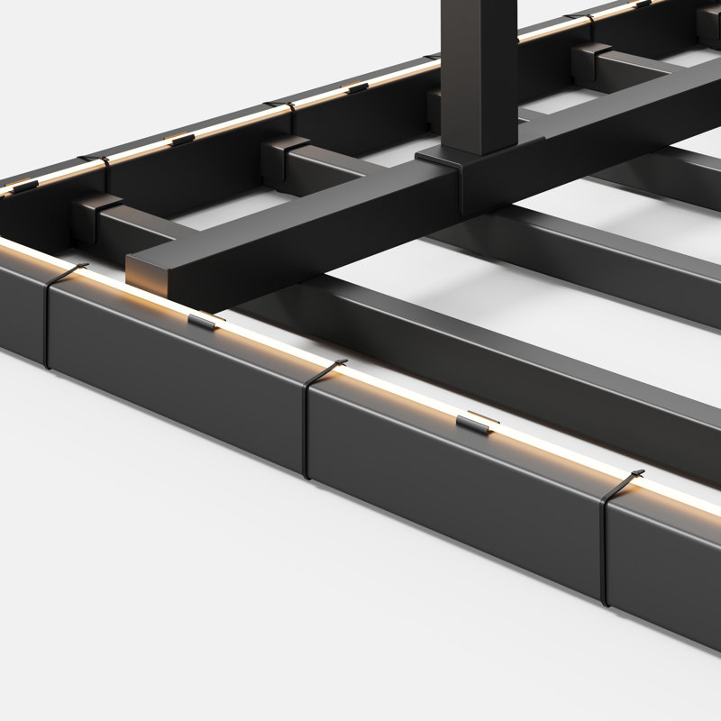 King Black Metal Floating Bed Frame with LED Lights