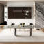 Ensemble de table de salle à manger 9 pièces avec table de salle à manger extensible en fritté de 94,5 po avec 8 chaises en tissu-120842705-120842700-120842704