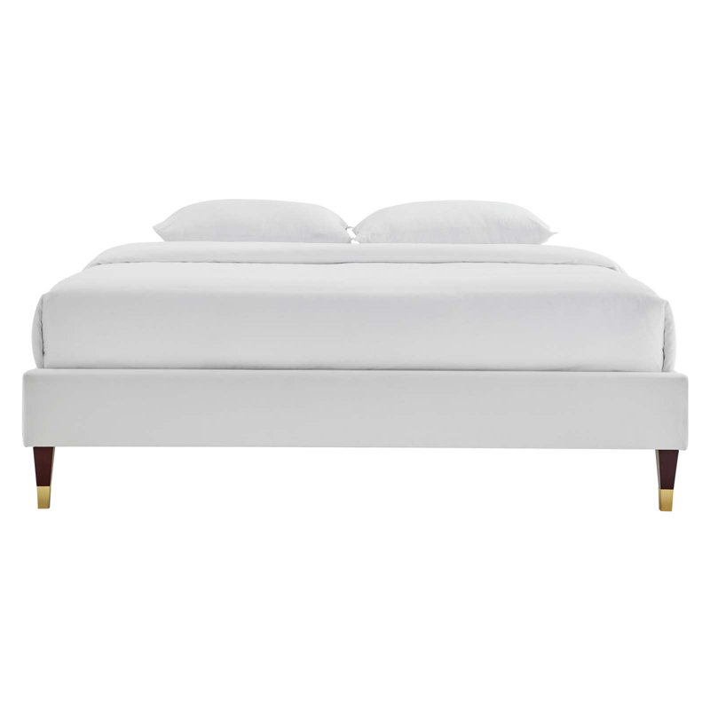 Structure de lit Harlow Performance, Velours gris pâle, Grand