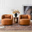 Fauteuil demi-tonneau pivotant en cuir véritable 2 pièces-754013238